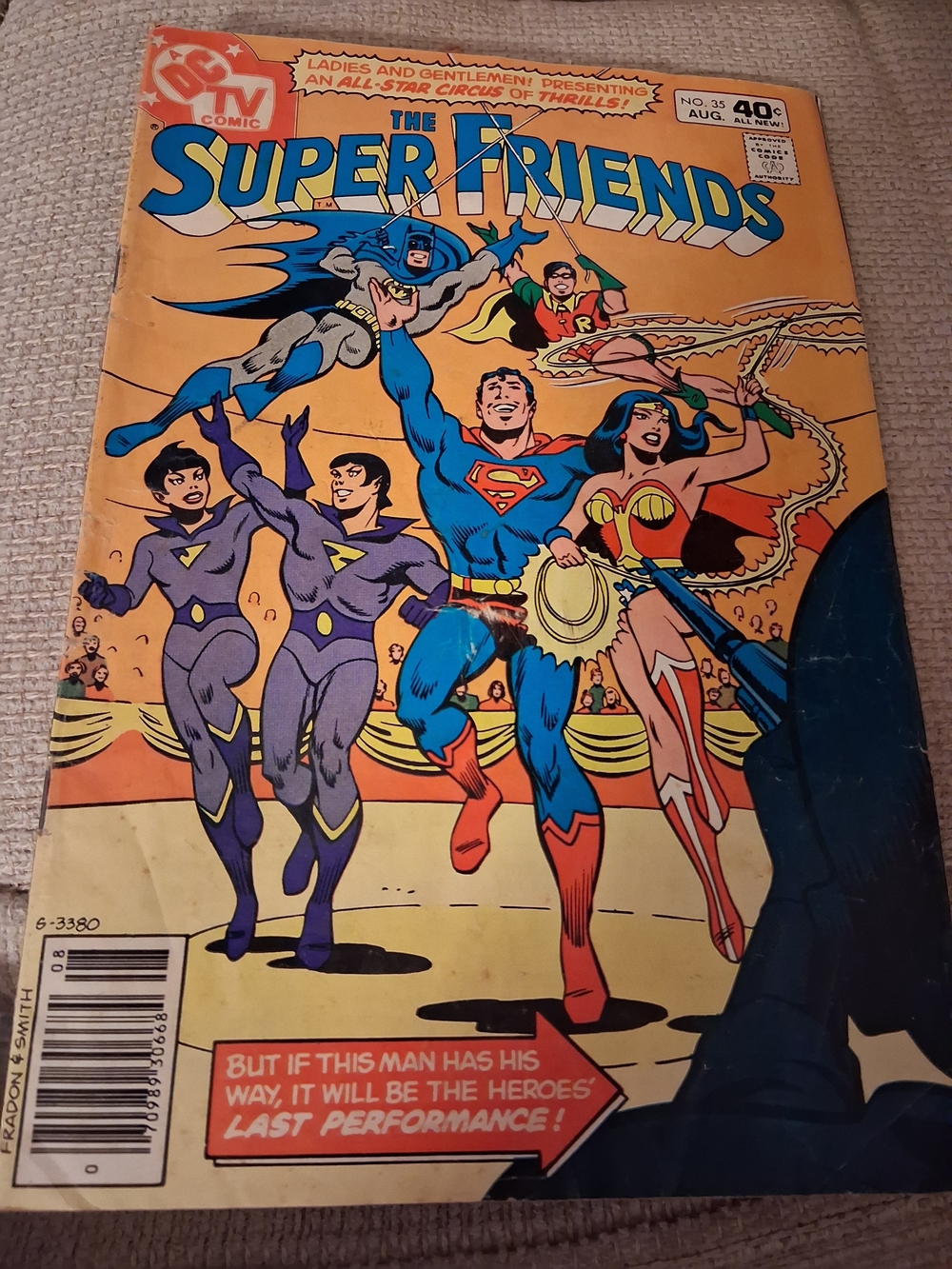 DC Super Friends Comic Cover in Blue, Red, Yellow, Purple